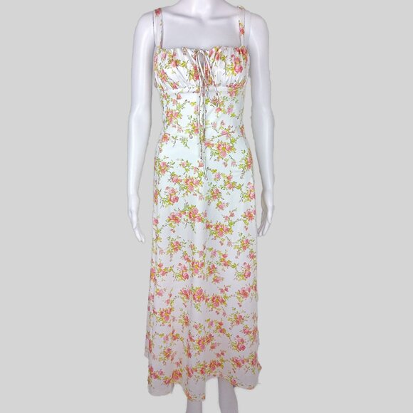A-line Floral Print Milkmaid Flowy Dress - Picture 1 of 4